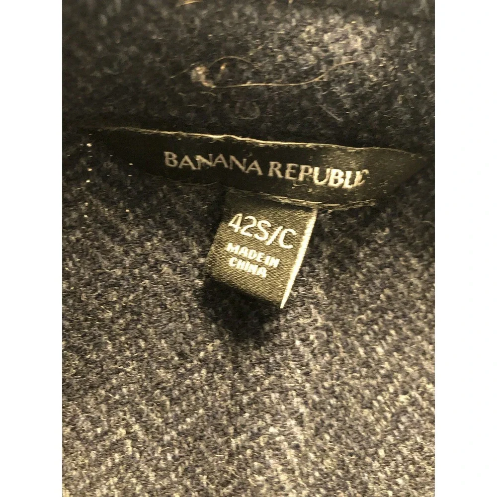 Banana Republic Blazer 40S Blue Wool Tweed Suit Coat Jacket Mario Bellucci Italy